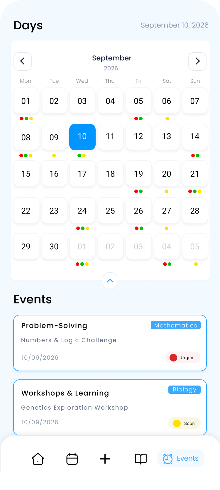 Masaqee App Events Screen