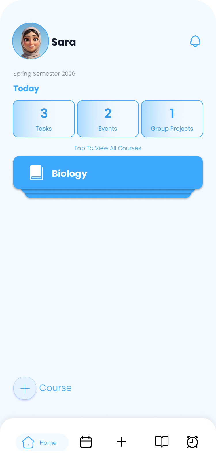 Masaqee App Dashboard showing study tasks